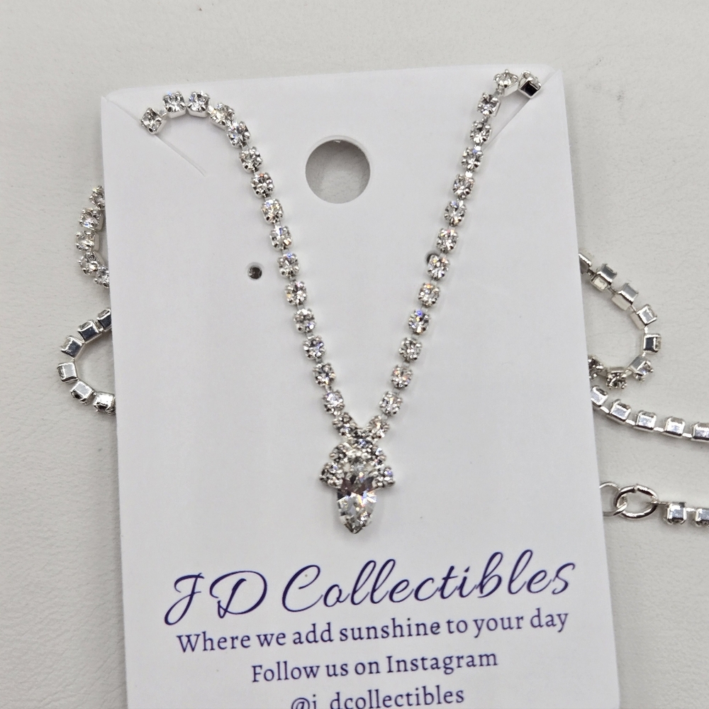 Swarovski Elements Formal Silver Necklace Swarovski Crystals Prom Bridal